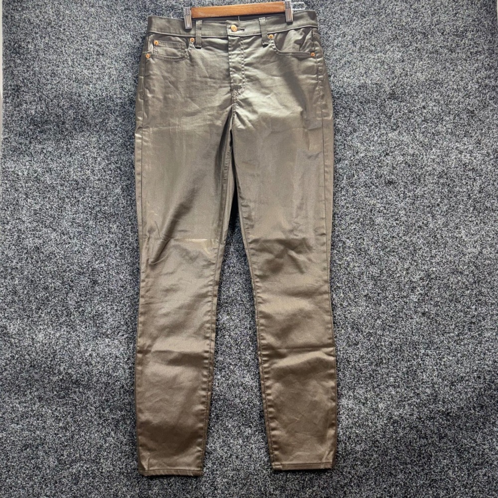 Gap True Skinny Mid Rise Metallic Bronze Coated Jeans Womens‎ 30 10 Tall Stretch